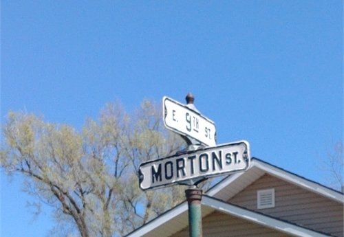 Falls City Street Sign - Morton St & 9th St