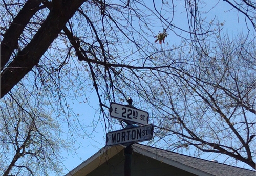 Falls City Street Sign - Morton St & 22nd St