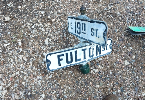Fulton St & 19th St - Falls City Street Sign