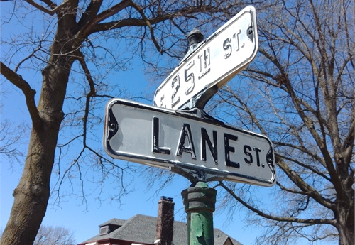 Falls City Street Sign - Lane St & 25th St