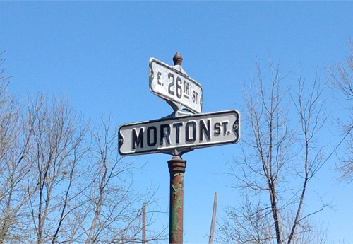 Falls City Street Sign - Morton St & 26th St