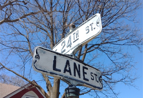 Falls City Street Sign - Lane St & 24th St