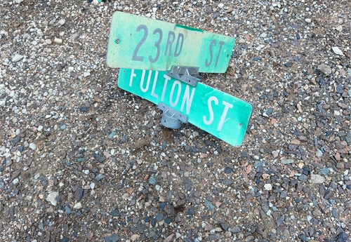 Fulton St & 23rd St - Falls City Street Sign