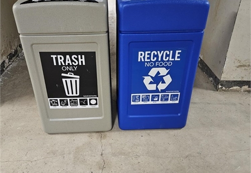 Used (2) Trash and (2) Recycling Receptacles
