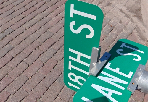 Falls City Street Sign - Lane St & 18th St