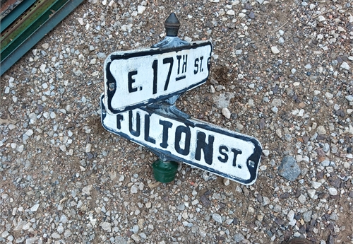 Fulton St & 17th St - Falls City Street Sign