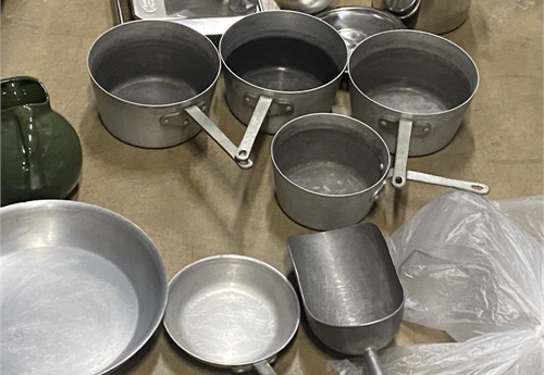 (1) Lot of Kitchen stock pots, pans and whisk sold as 1