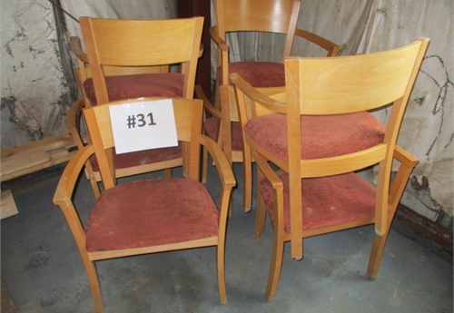 #31 WOODEN CHAIRS WITH UPHOLSTERED SEATS