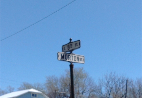 Falls City Street Sign - Morton St & 8th St