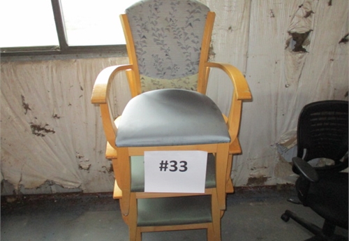 #33 WOODEN CHAIRS WITH UPHOLSTERED SEATS & BACK