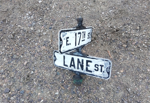 Falls City Street Sign - Lane St & 17th St