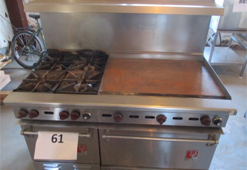 #61 WOLF GAS OVEN/4 BURNER STOVE TOP GRIDDLE COMBO/46''X32''X16''