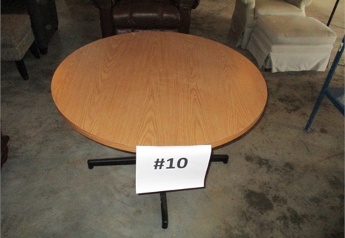 #10 42'' ROUND WOOD TABLE WITH 29'' METAL LEGS