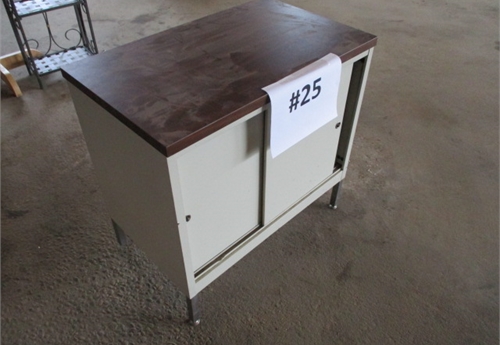 #25 METAL OFFICE STORAGE CABINET WITH SLIDING DOORS