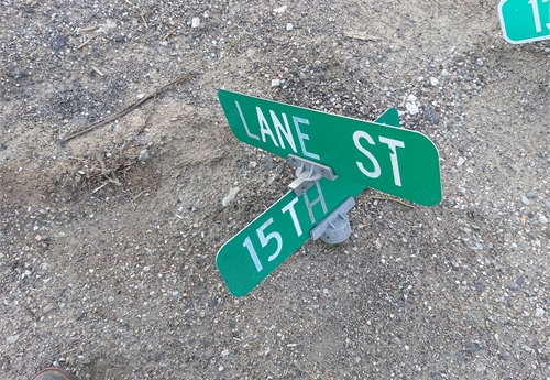 Falls City Street Sign - Lane St & 15th St