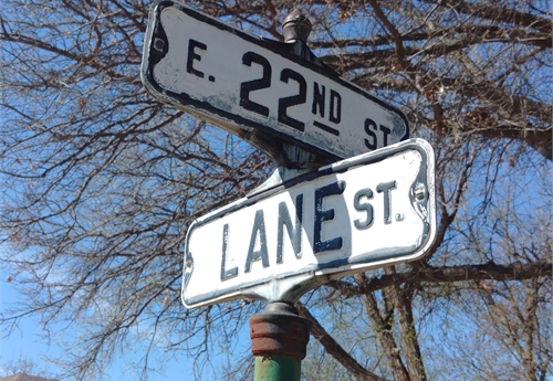 Falls City Street Sign - Lane St & 22nd St