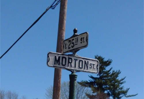 Falls City Street Sign - Morton St & 25th St