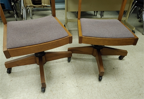 LOT OF 2: Wooden Desk Chairs on wheels (BES 13)
