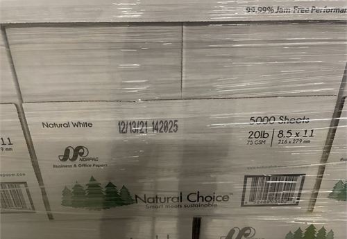 3 Pallets of New 20LB 8.5 x 11 Natural White Office Paper