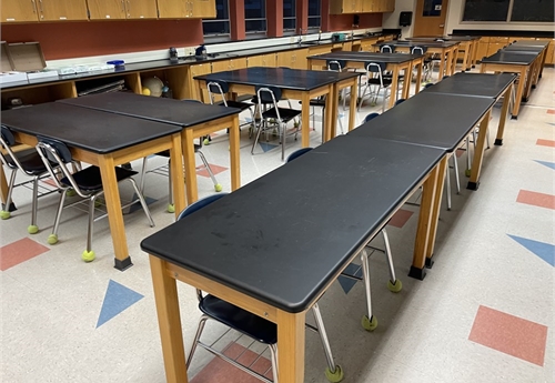 12 Science tables w/ chemical resistant tops