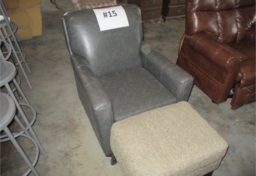#15 LEATHER CHAIR WITH FOOTSTOOL